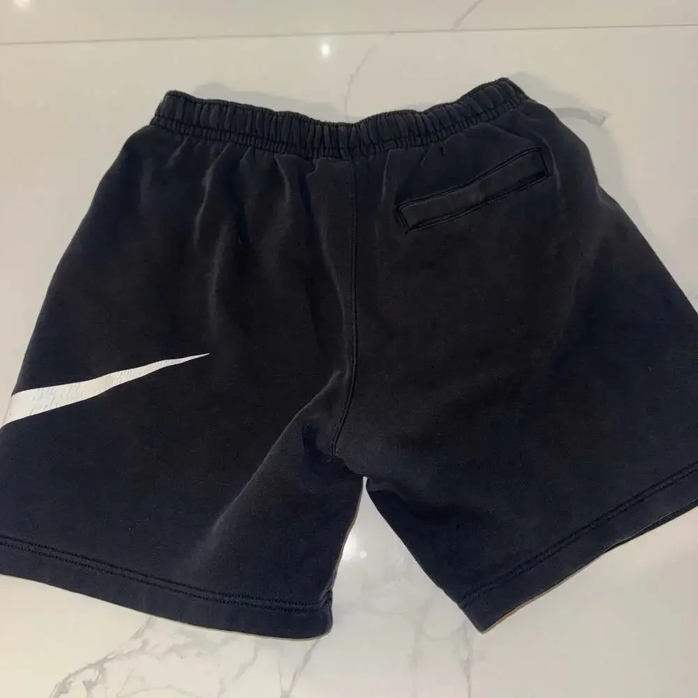 Nike Sportswear Swoosh French Terry Shorts Black White Men's Small
